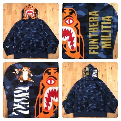 Blue Camo Gold Tiger Hoodie L Size Full Zip A Bathing Ape Bape No.aj718