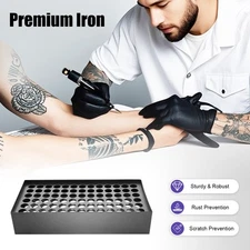 Tattoo Ink Cup Holder Stand Iron Wall Mounted 78 Holes Rack Display Stand Black