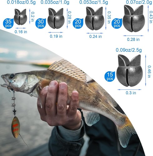 SANWEAL120PCS/200PCS Fishing Weights Sinkers - Premium 120PCS/5 SIZE, BLACK  - Picture 4 of 7