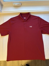 Under Armour HeatGear Golf Polo Shirt Mens Large Red Maroon Striped
