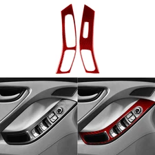 Red Carbon Fiber Window Lift Lock Switch Panel Trim For Hyundai Elantra 2011-16