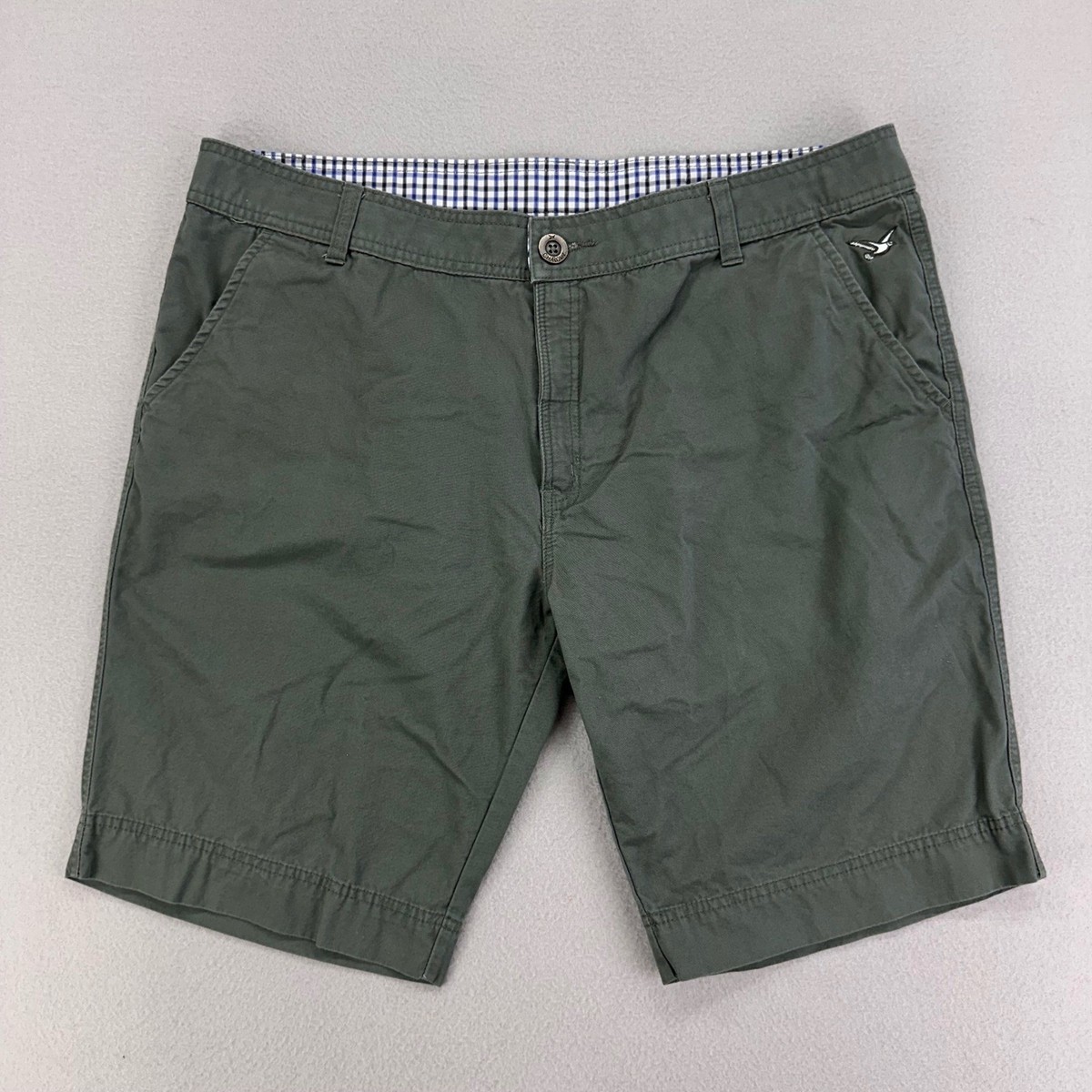 CHAROVA Chino Shorts Mens XL (36x9) Green Slim-Fit Cotton Preppy