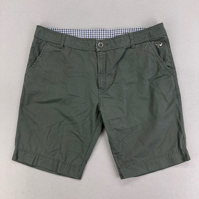 CHAROVA Chino Shorts Mens XL (36x9) Green Slim-Fit Cotton Preppy