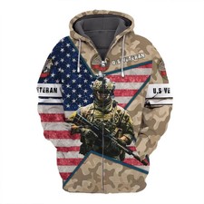 Camo American Flag 3D Print Hoodie Zip