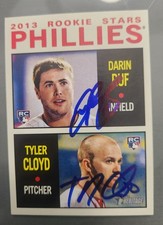 Tyler Cloyd Darin Ruf Signed 2013 Topps Heritage RC Philadelphia Phillies