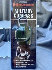 HUMVEE Military Compass HMV-COMPASS-OD - Brand New in Box Olive Drab Metal Case
