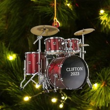 Drummer Personalized Acrylic Ornament, Drum Kit, Music Lover Christmas Ornament