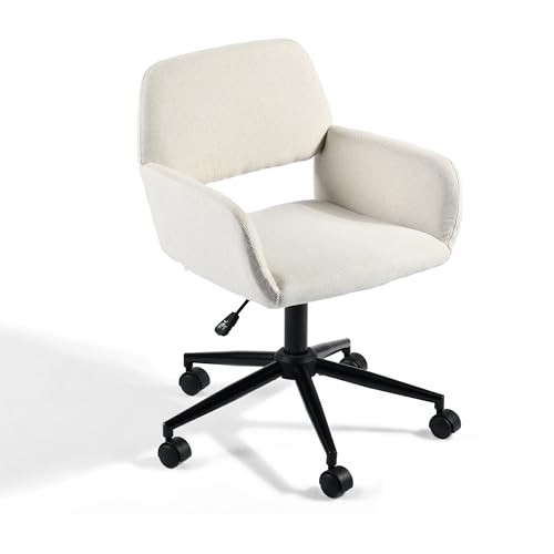 39F FURNITURE DREAM Sedia da Ufficio scandinava in Tessuto Beige Girevole (d2e)