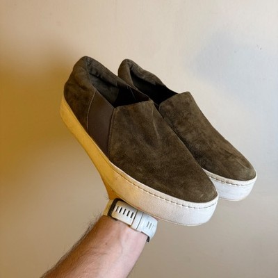 Vince Warren Olive Green Suede Platform Slip On Sneakers Womens 10 EUR 40