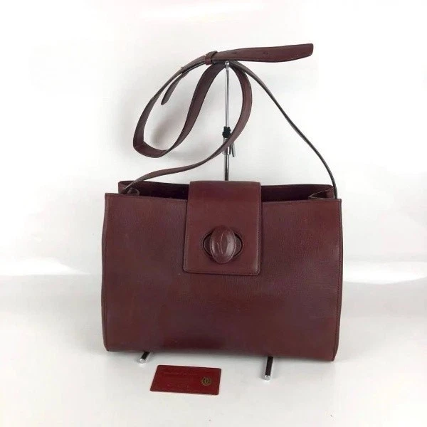 Cartier Vintage Leather Bag Must de Cartier Brown Shoulder Bag Authentic w/ Card Cartier Brown Bags & Handbags for Women for sale | eBay main image 4