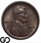 1912 Lincoln Cent Wheat Penny, Choice BU++