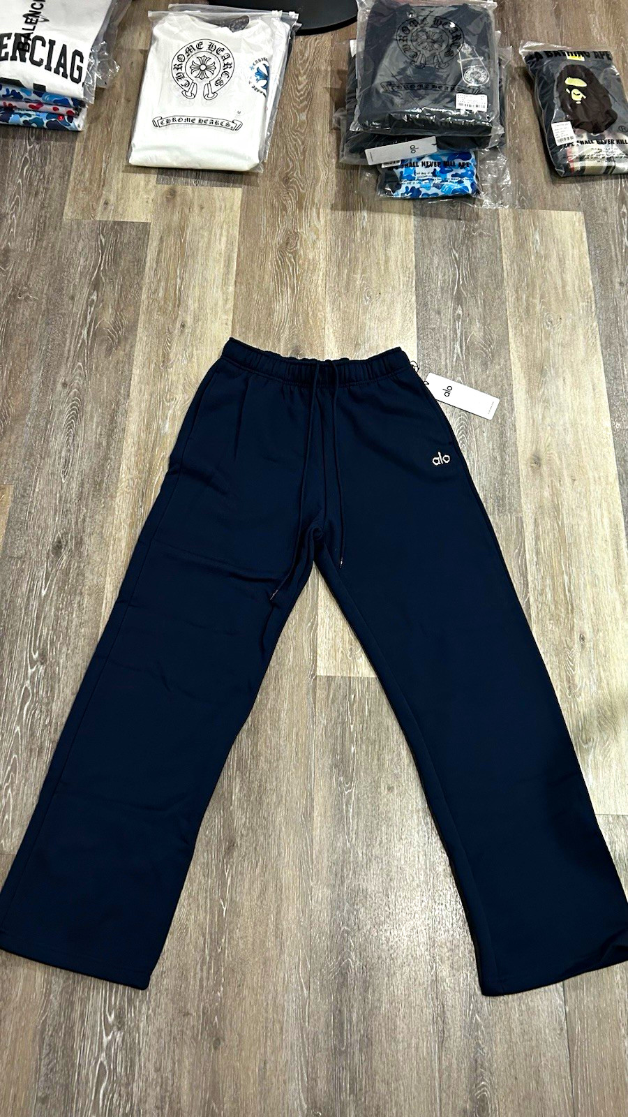 alo Unisex Navy Blue Sweatpants Size M Regular Solid Drawstring Elastic Waist