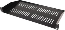 Image of PULSE 19” 1U Vented Rack Shelf, 250mm Depth, Heavy Duty 1.5mm Steel, Black