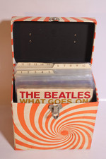Lot 50 45 Records & Vintage Carry Case picture sleeves Beatles Elvis stones sun