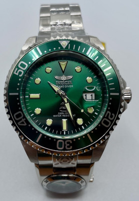 Invicta Mens Grand Diver 47mm DUAL Automatic Quartz Green Dial Men's Watch 45811