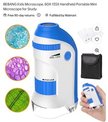 Mini Portable Pocket Microscope for Kids - BEBANG 60X-135X
