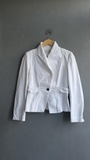 Zara Basic White Fitted Cotton Blazer Jacket Structured Waist Collared M Spring