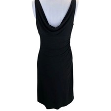 Black Cowl Neck Ruched Side Sleeveless Sheath Cocktail Dress Women Small