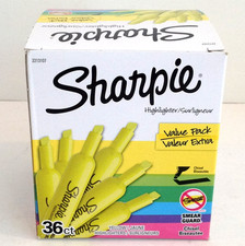 Box of 36 Sharpie YELLOW Chisel Tip Tank Highlighters Markers Yellow 36 ct NEW