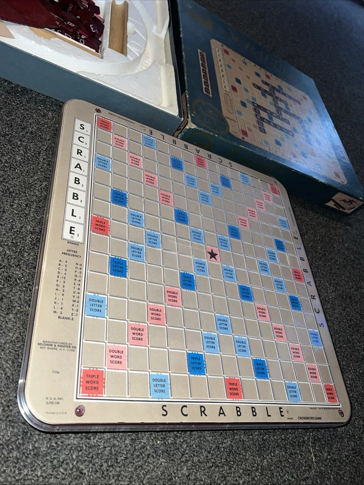 Vtg Selchow & Righter 1977 Scrabble Deluxe Edition w/ Turntable Game Board - Image 2 of 4