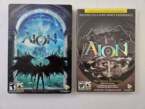 AION DAY ONE RELEASE (PC DVD-ROM) Steelbook CIB COMPLETE + RARE BETA TEST CARD - product listing photo