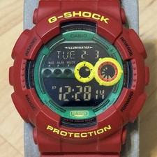 Orologio digitale uomo Casio G-Shock GD-100RF-4 Rastafarian Jamaica GD100 Rasta rosso