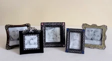 Mini Metal Photo Frames Bling w/ Rhinestones - 2"x2" - 2"x3" - 3"x3" - Lot of 5