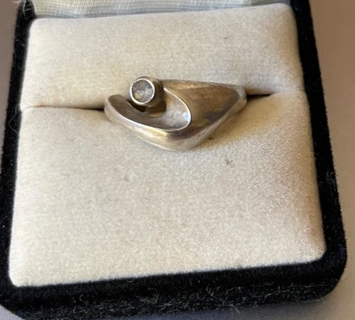 Vintage designer 925 silver ring with rock crystal, size 5.5 adjustable 4 g