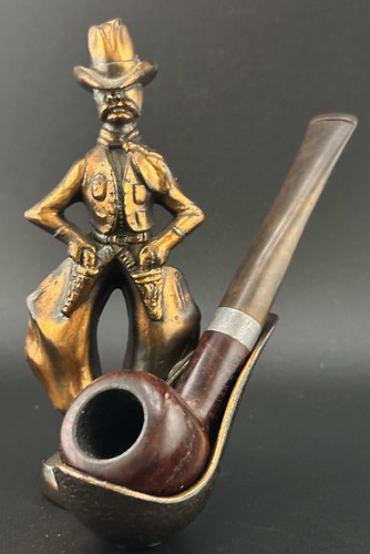 Portapipa tabacco vintage cowboy metallo supporto poggiapipe caddie