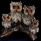 SNOW OWL FAMILY sitting In Tree Stunning Glitter Details Figurine LARGE 6” Tall — photo 1