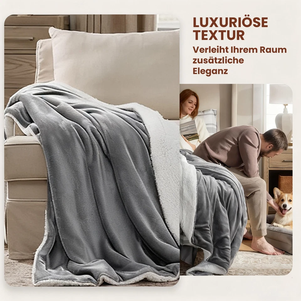 Sherpa Fleece Verstärkte Plüschdecke Hautfreundlich & Weich Schlafen & Sofa nutz - Bild 2 von 4