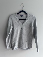 Tommy Hilfiger Women s Gray V-Neck Knit Logo ...