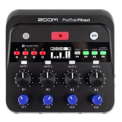 Zoom PodTrak P4next Audio-Recorder 4-Spur Podcast-Mixer