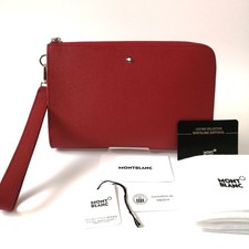 MONTBLANC Pochette Compatta Elegante Pelle, Rossa, Usata Ottime Condizioni~JPN
