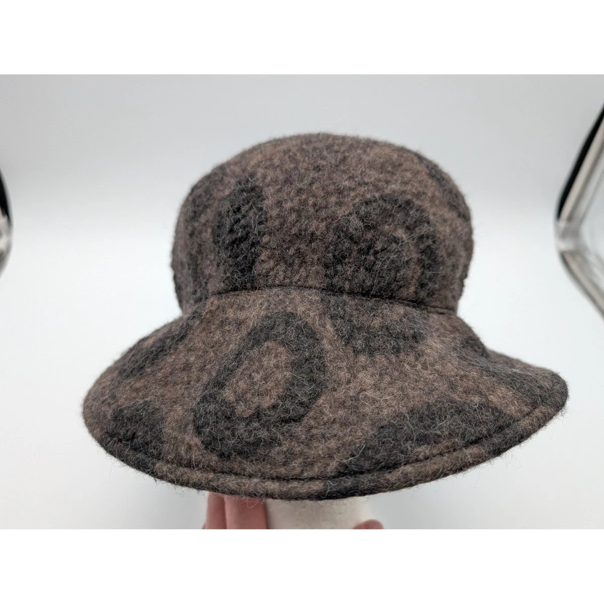 San Diego Hat Company Brown Wool Felt Cloche Hat Leopard Print Trim New With Tag San Diego Hat Company for sale | eBay main image 2