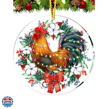 Christmas Ornaments 2025, Chicken Ornaments for Christmas Tree, Rooster Ornam...