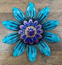 Flower Blue Metal Wall Decor 5.5"