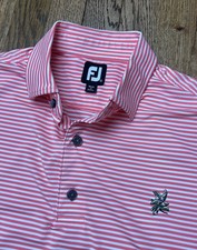 FootJoy Performance Stretch Polo Athletic Golf Shirt Striped Pink Men s Medium
