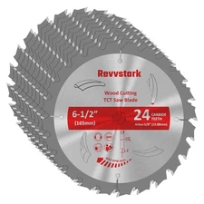 10 Pack Circular Saw Blade 6-1/2" 24T with 5/8" Arbor, Carbide Tipped Teeth