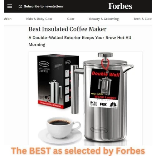 Cafetera de prensa francesa (1,75 L)-Prensa de café grande de doble pared con 2 extensiones... Foto 4 de 4