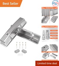 Silver Aluminum Valve Covers Finned 58-86 Tall 327 350 400