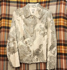 Chico's Velvet Paisely Button Up Jacket Blazer.