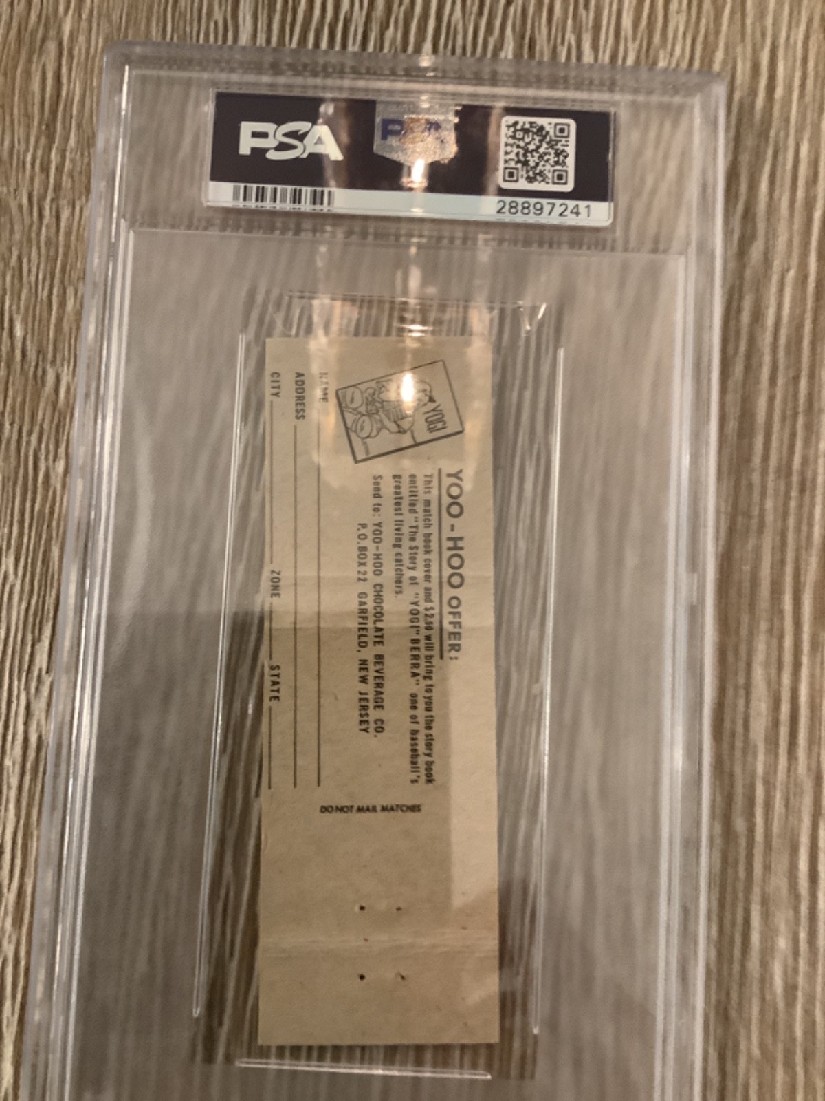 1958 YOO-HOO MICKEY MANTLE PSA 5 view 2