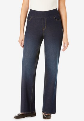 Woman Within Plus Size Flex Pull-On Wide-Leg Denim Jean