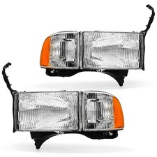 Pair Headlights For 1994-2002 Dodge Ram 1500 2500 3500 Chromecorner Lamps Lhrh