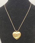 Vintage Signed Gold Heart Locket Pendant Necklace Rhinestones Love Monet  — photo 4