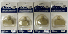 Lot of 4 3-Way Ivory Outlet Phone Adapter Splitter Telephone Jack Modular
