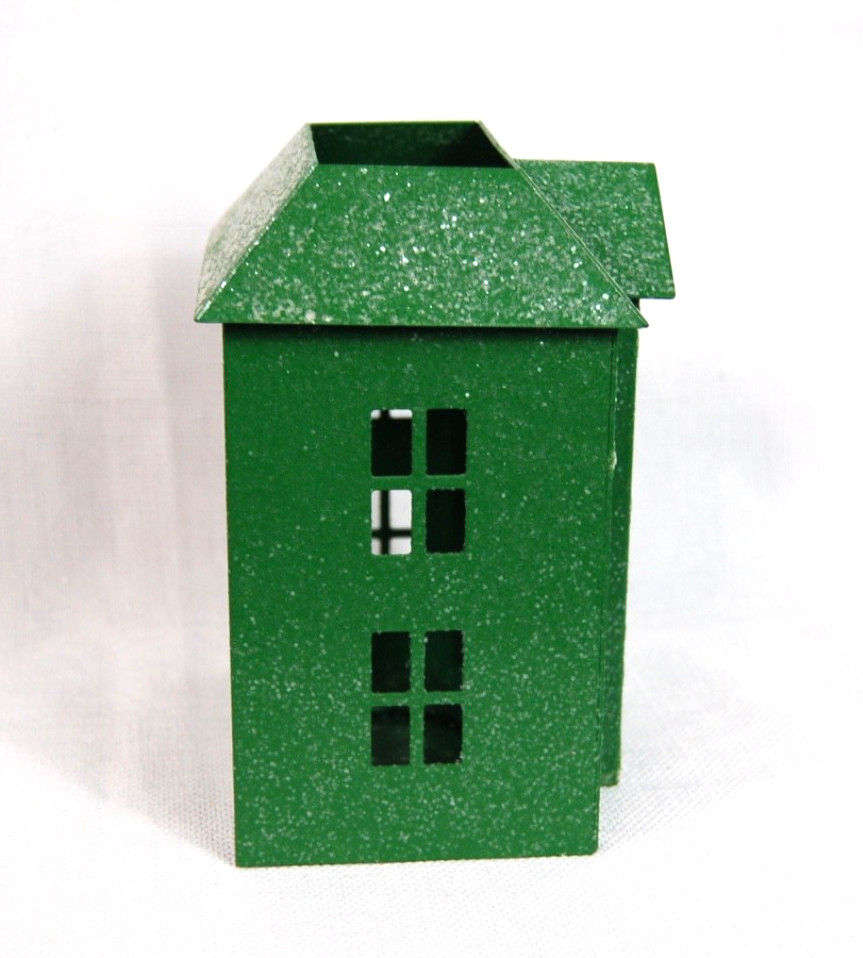 White Barn Candle Company Metal House 7" Green Welcome Home Tea Votive Holder