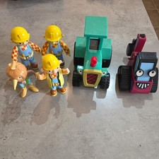 Huge Bob The Builder Toy Vehicle Bundle 2 Cars and 4 Figures Set 