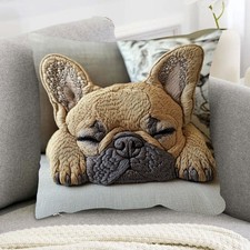 French Bulldog Pillow Cover Cute Sleeping Puppy Cushion Case for Pet Lover Gift